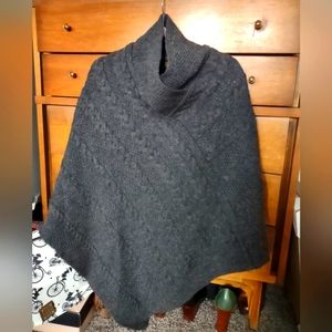Wool Aran knit poncho
